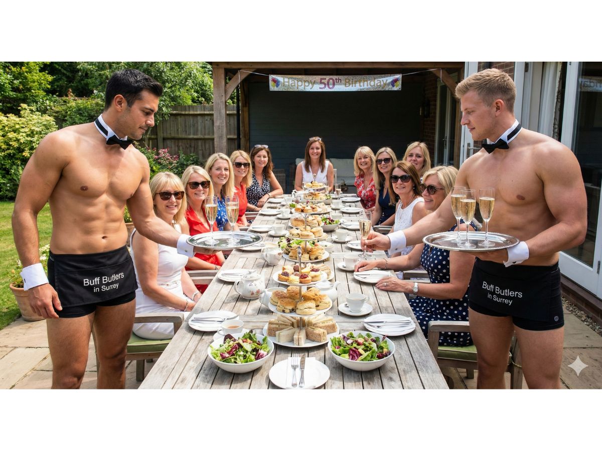 Buff butlers at a birthday party event in Guildford, Surrey